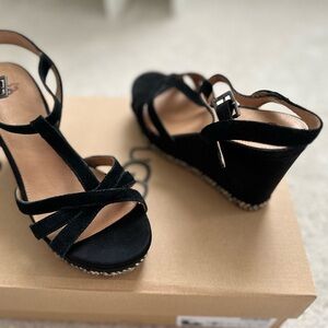 UGG Black Wedge Sandals